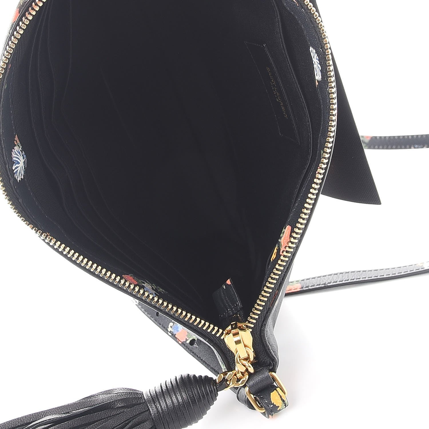 Saint Laurent Calfskin Flower Printed Small Monogram Crossbody Bag Black Multicolor 5 of 7