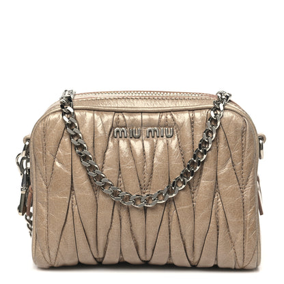 Miu Miu Vitello Lux Matelasse Double Zip Chain Crossbody Bag Cammeo 1 of 11