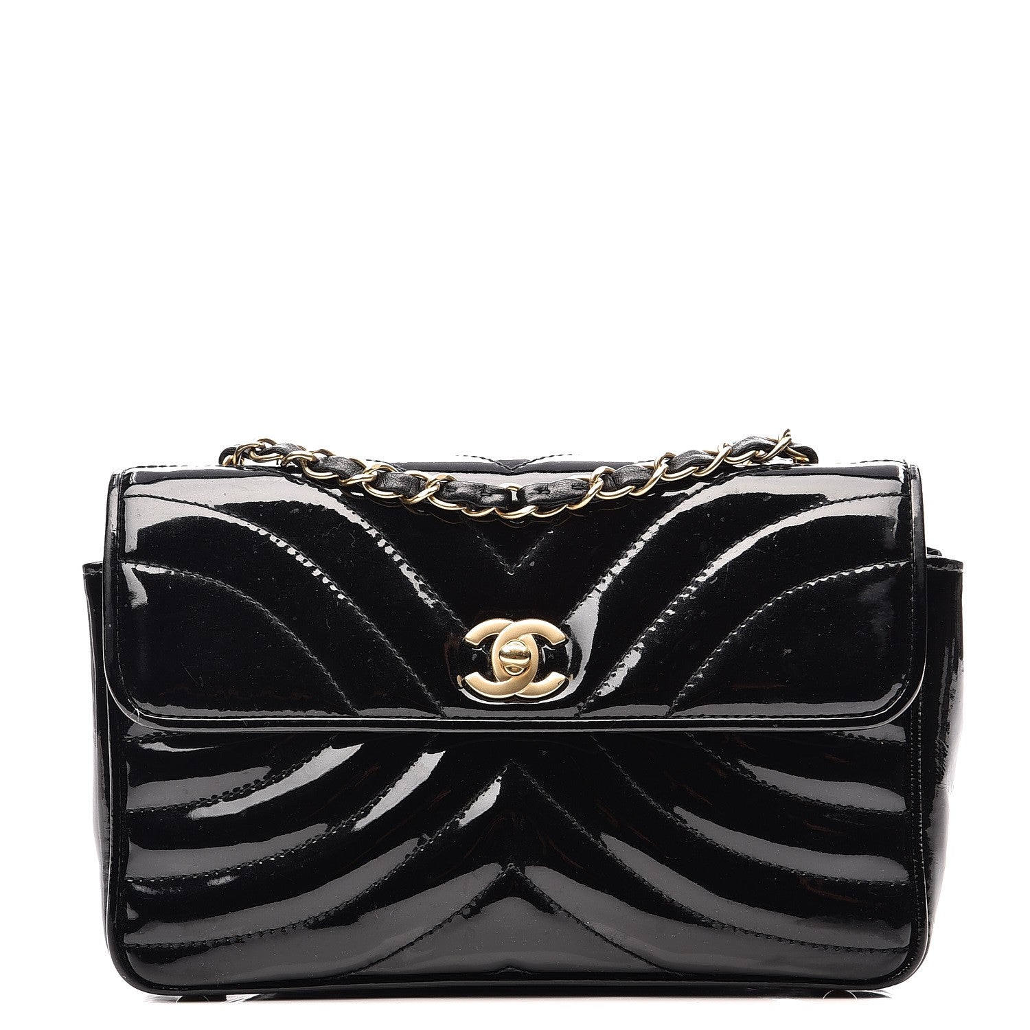 Chanel Patent Small Chevron Single Flap Black 1 of 10
