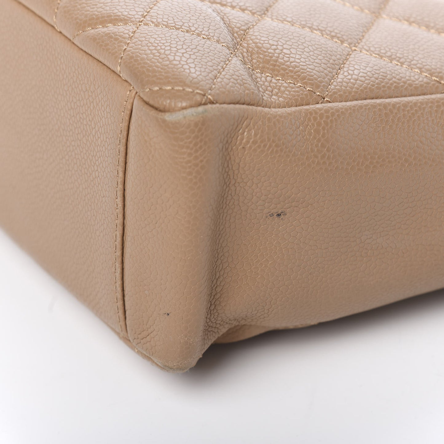Caviar Quilted Petit Shopping Tote PST Dark Beige