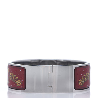 Hermes Stainless Steel Enamel 19mm Printed Horse Loquet Quartz Watch Red 3 of 5