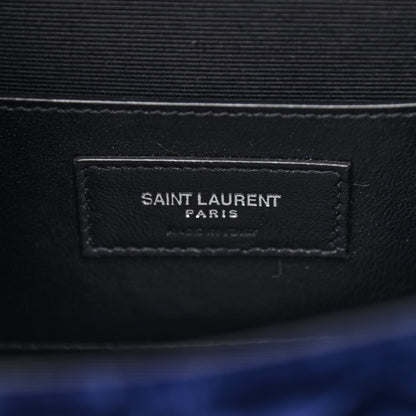 Saint Laurent Velvet Matelasse Triquilt Small Monogram Satchel Navy 6 of 10