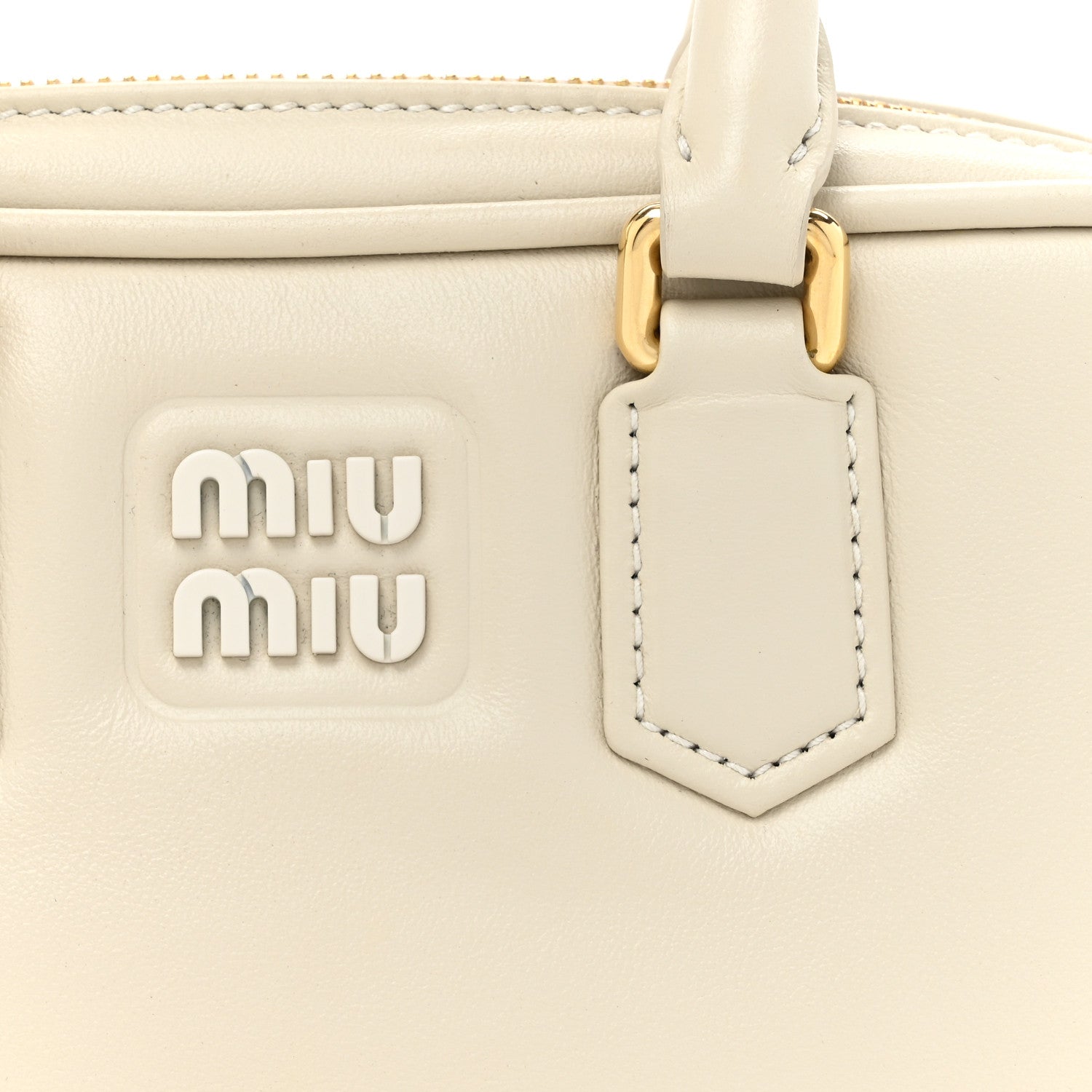 Miu Miu Calfskin Mini Arcadie Top Handle Bag Chalk White 7 of 11