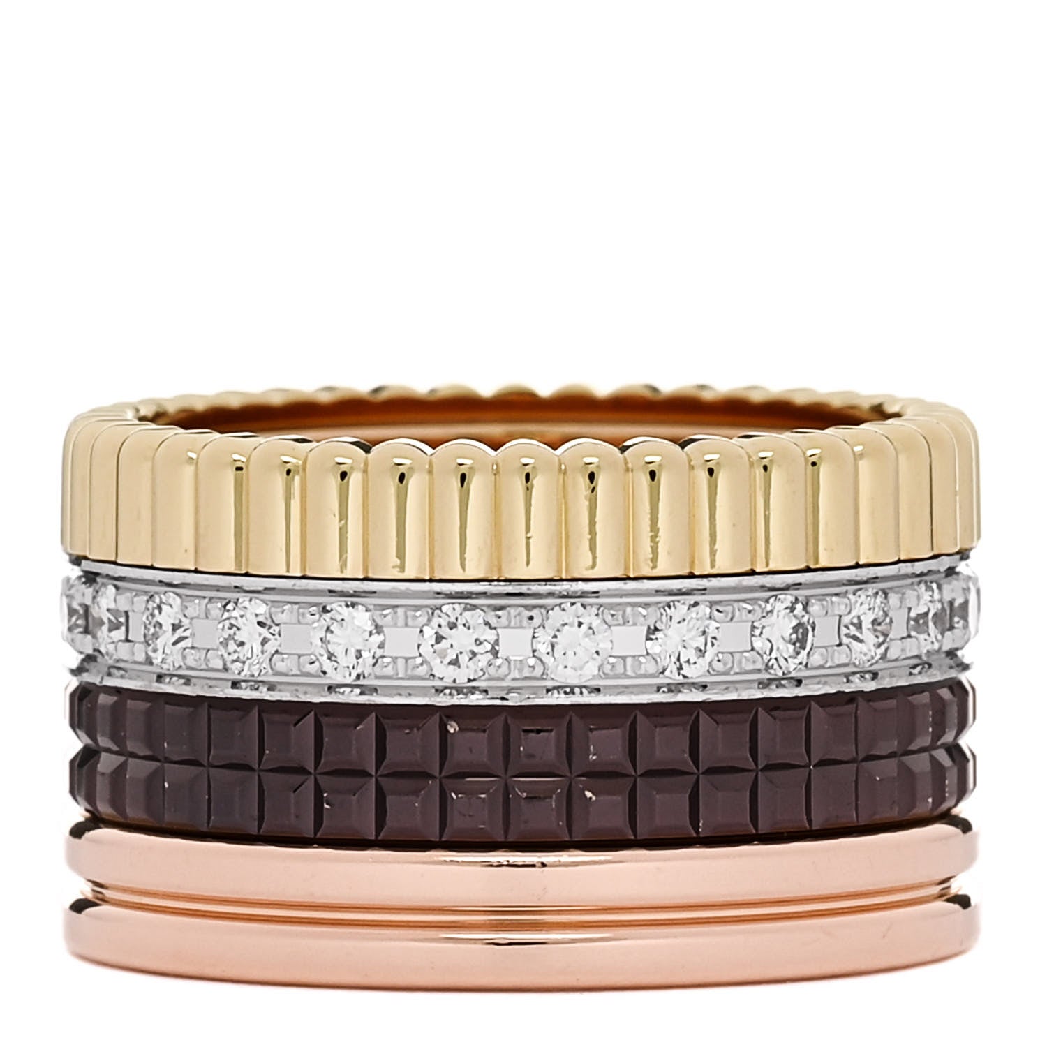 Boucheron 18K Pink Yellow White Gold Diamond PVD Large Quatre Classique Ring 51 5.75 1 of 6
