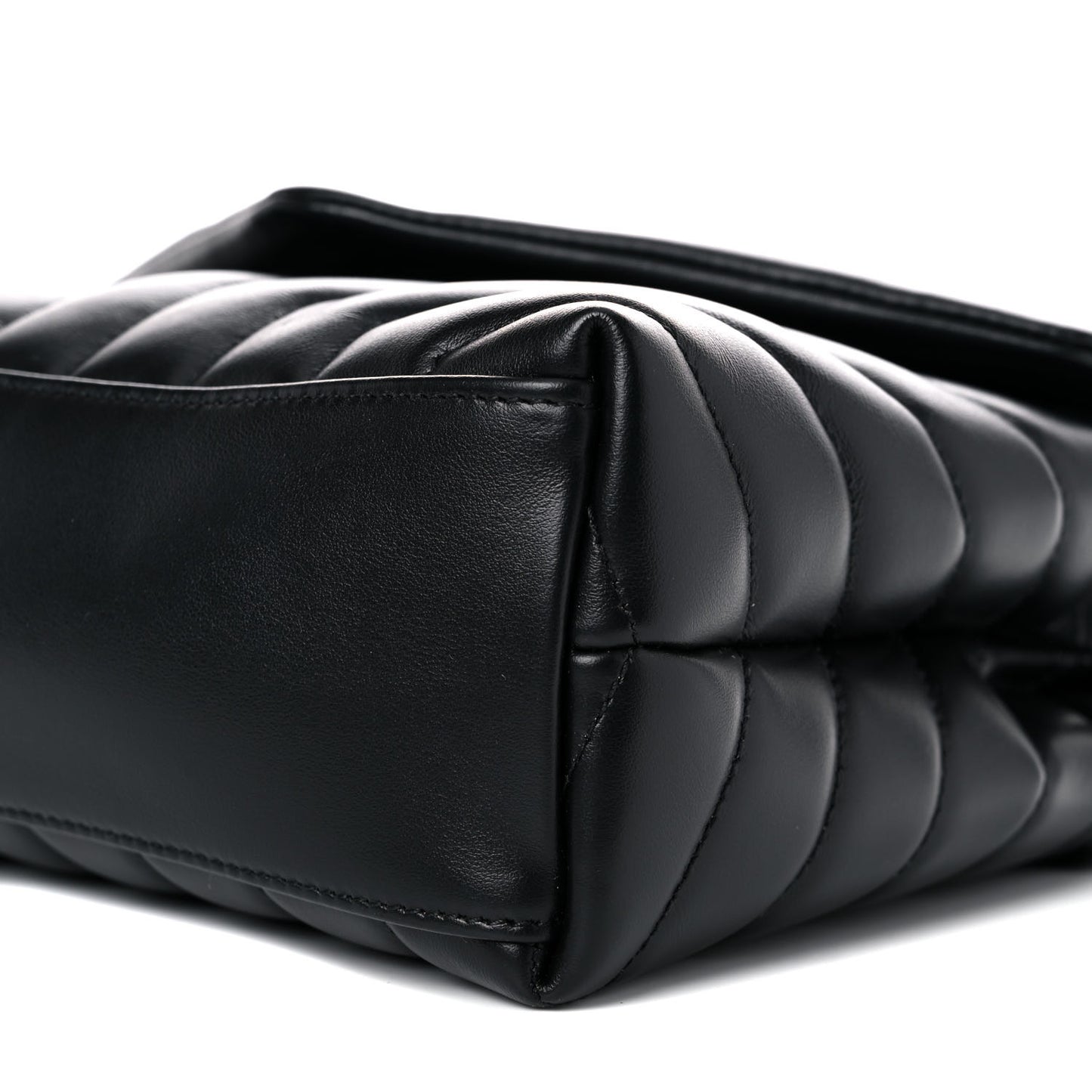 Calfskin Y Quilted Monogram Small Loulou Chain Satchel Black