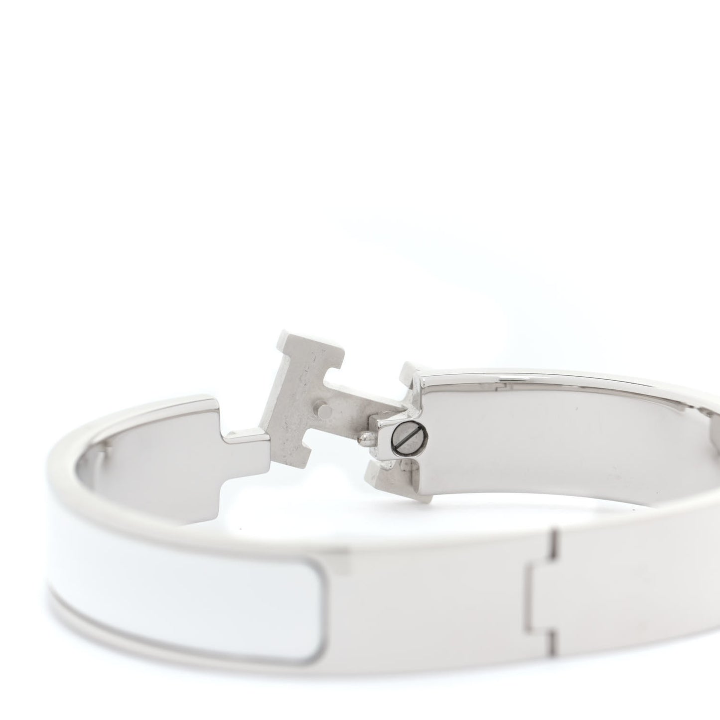 Enamel Narrow Clic Clac H Bracelet PM White