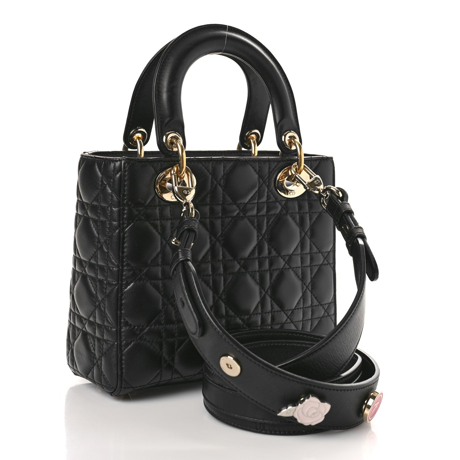 Christian Dior Lambskin Cannage Small Lucky Badges My Lady Dior Black 3 of 8