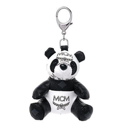 MCM Visetos Panda Animal Key Ring Bag Charm Black White 1 of 3