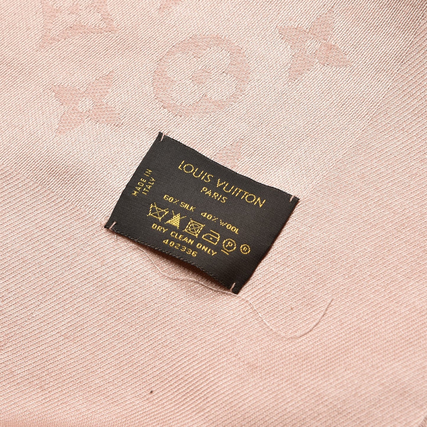 Silk Wool Monogram Shine Shawl Rose