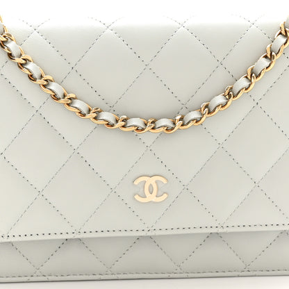 Chanel Lambskin Quilted Wallet On Chain WOC Grey 7 of 12