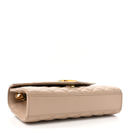 Saint Laurent Grain De Poudre Textured Mixed Matelasse Triquilt Small Monogram Satchel Dark Beige 4 of 16