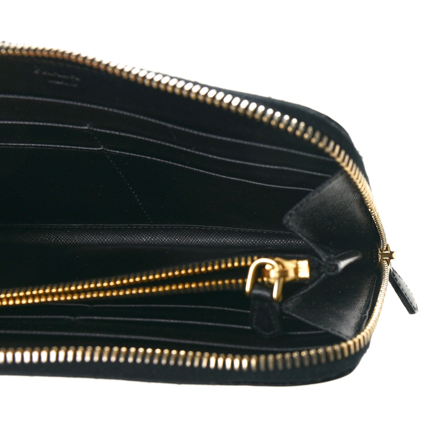 Prada Saffiano Triangle Zip Around Wallet Black 5 of 8