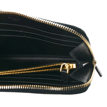 Prada Saffiano Triangle Zip Around Wallet Black 5 of 8