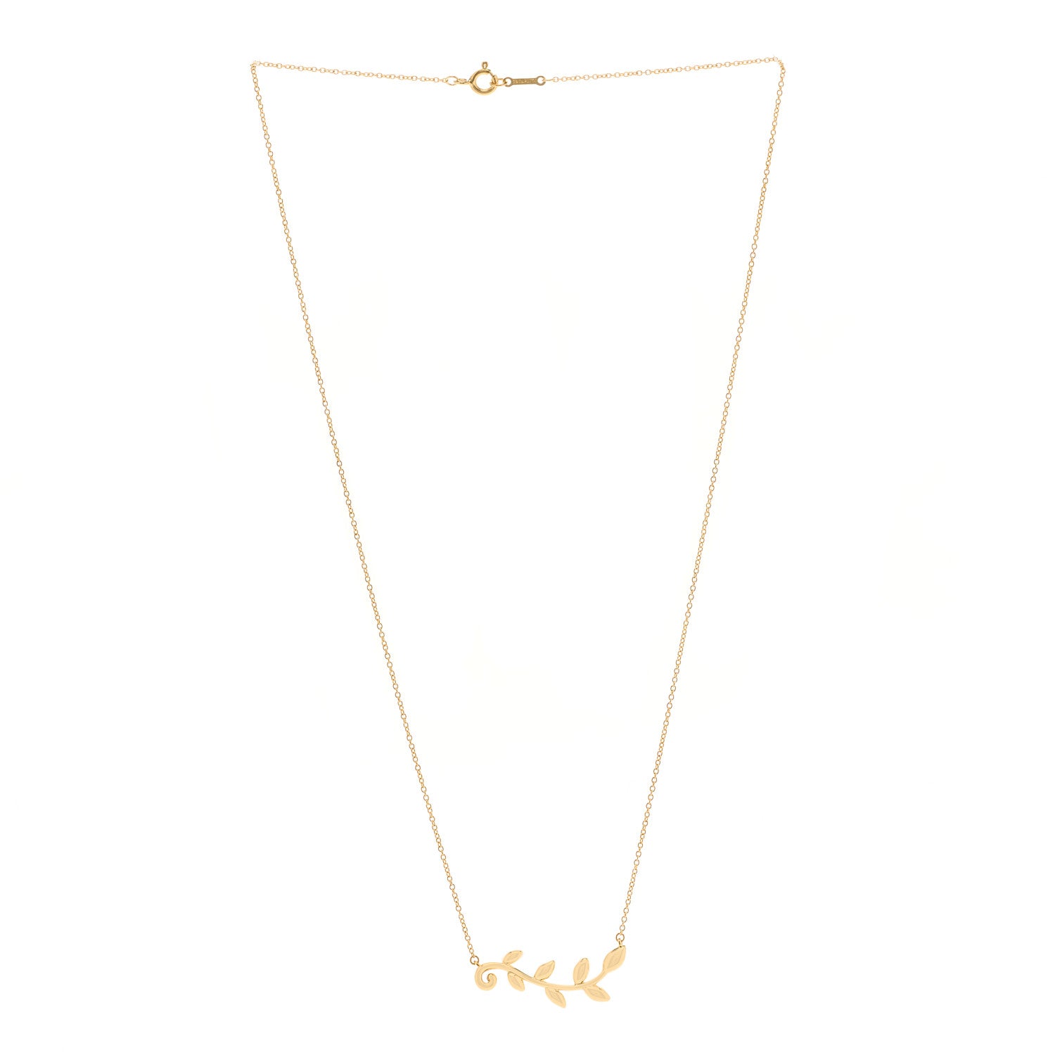Tiffany 18K Yellow Gold Paloma Picasso Olive Leaf Vine Pendant Necklace 3 of 6