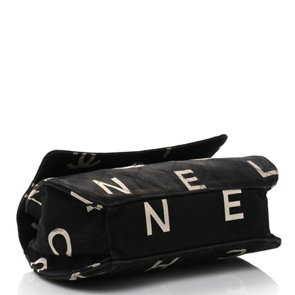 Chanel Canvas Quilted Letter Printed Flap Black 4 of 11