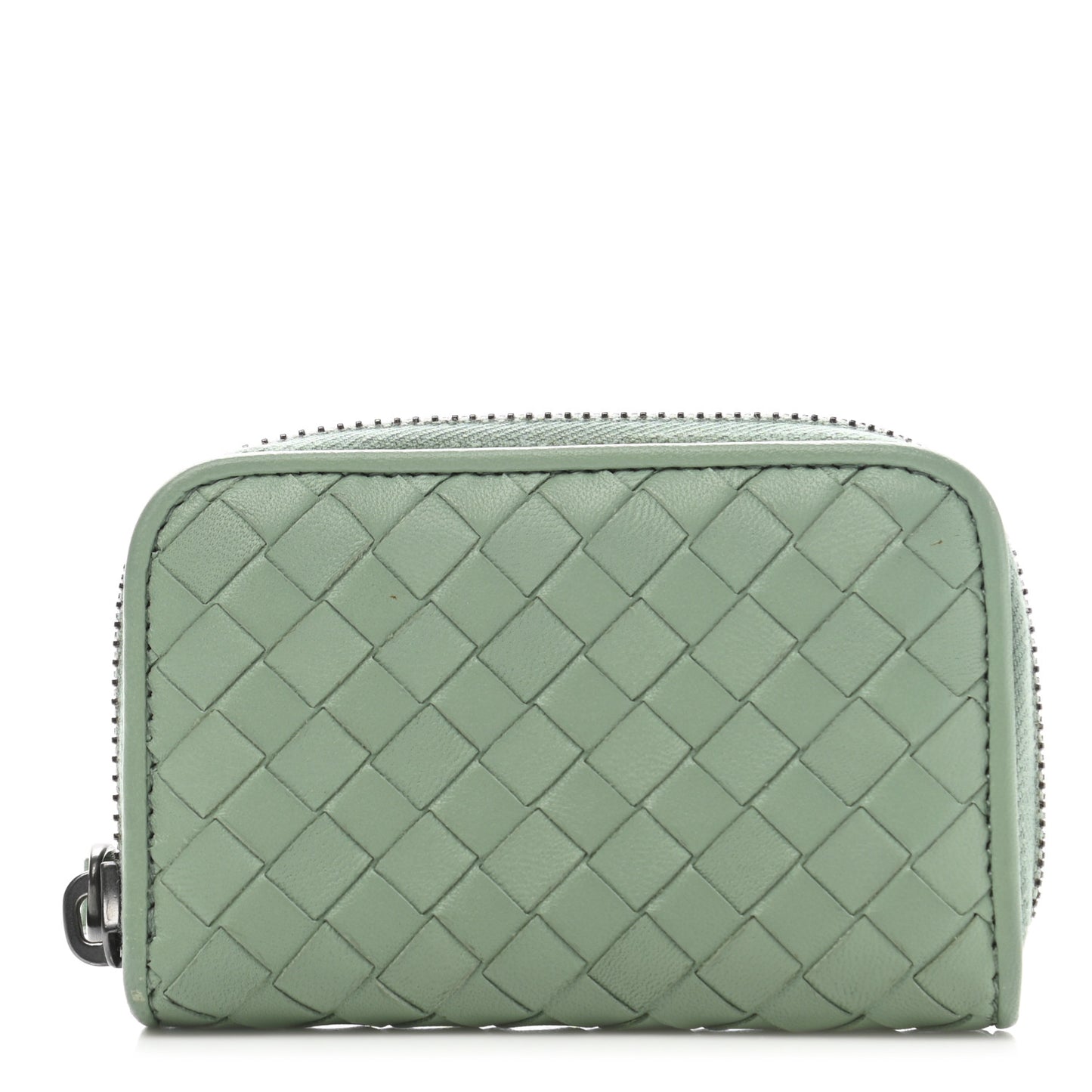 Nappa Intrecciato Zip Around Coin Purse Light Green