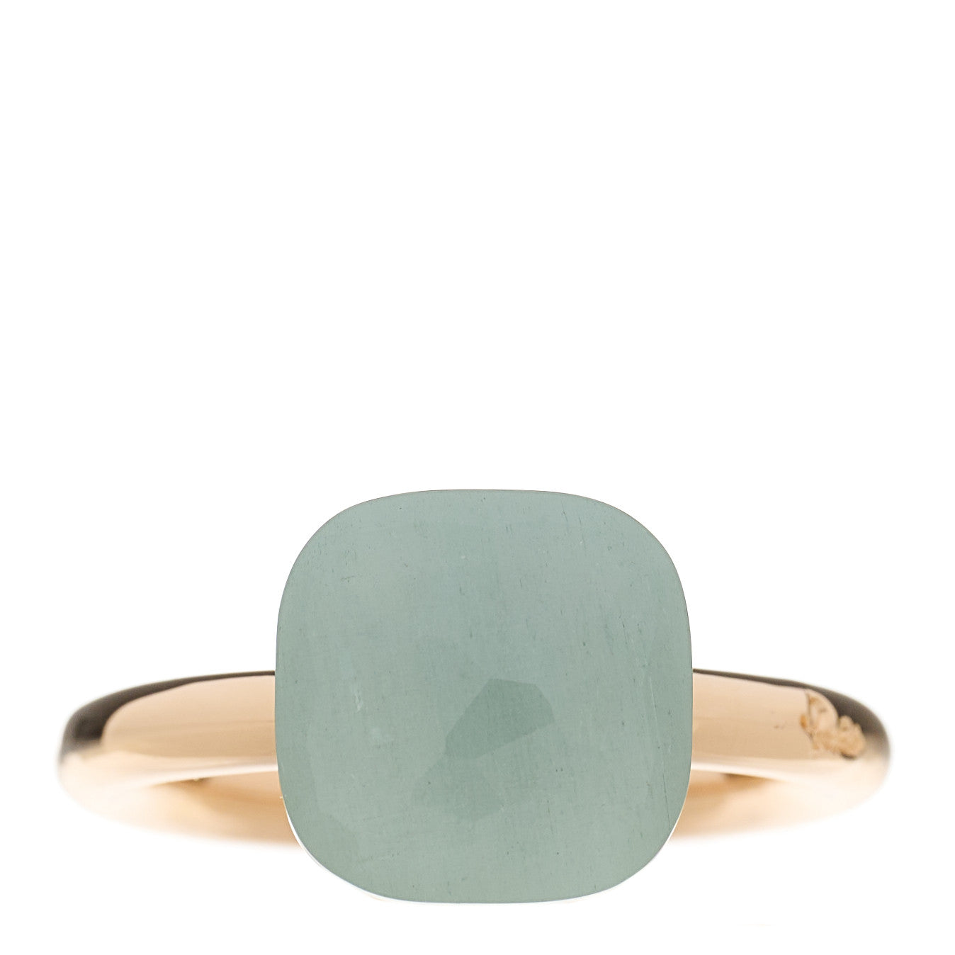 18K Rose White Gold Milky Aquamarine Classic Nudo Ring 48 4.5
