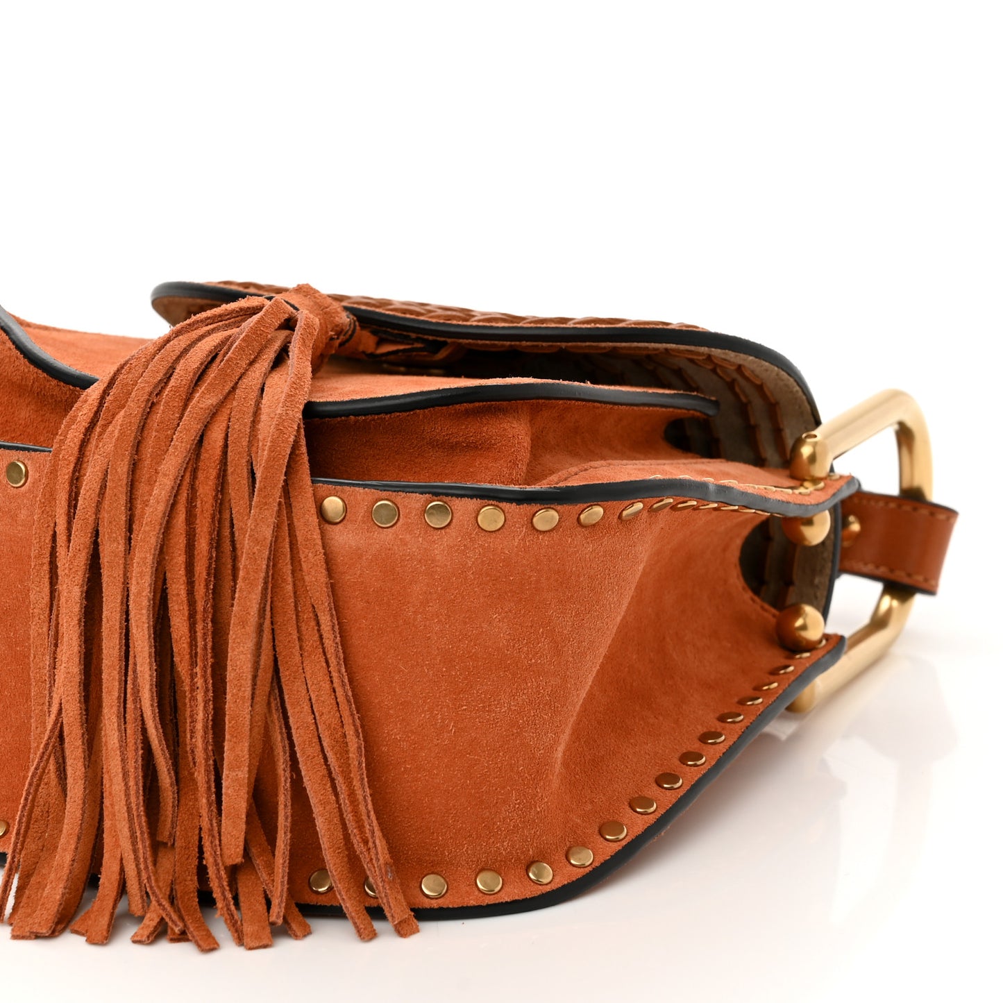 Suede Calfskin Braided Mini Hudson Shoulder Bag Caramel