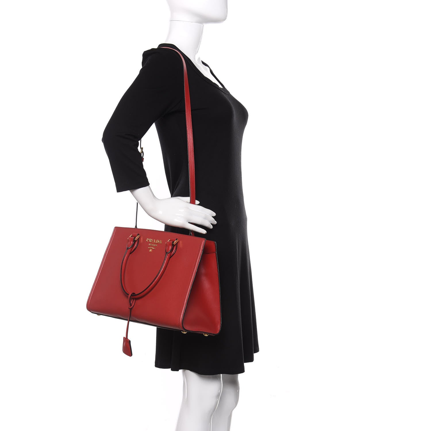 Prada Saffiano Soft Calfskin Tote Fuoco 2 of 9