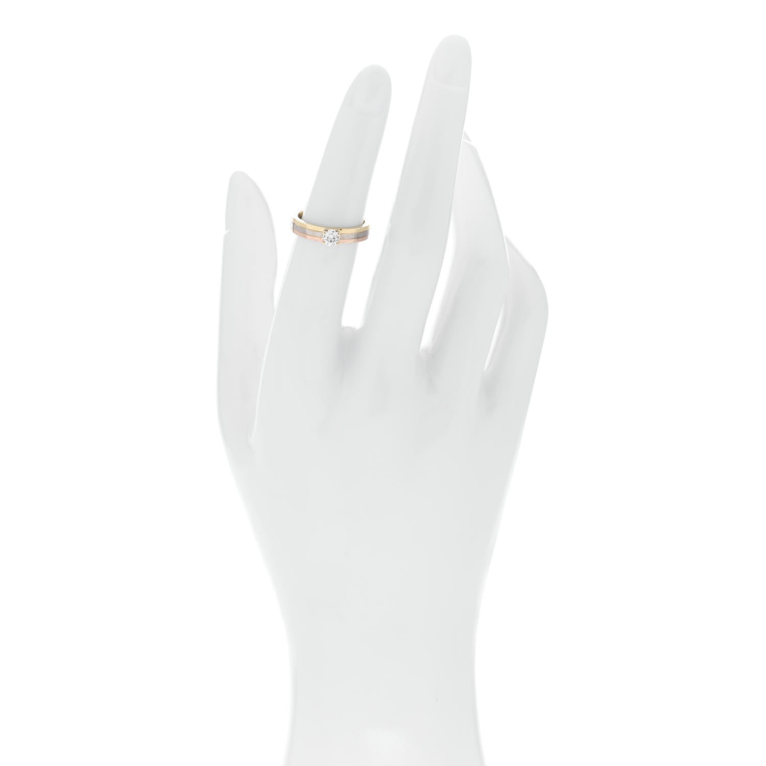 Cartier 18K Pink Yellow White Gold Diamond .24ct Solitaire Trinity Engagement Ring 50 5.25 2 of 5