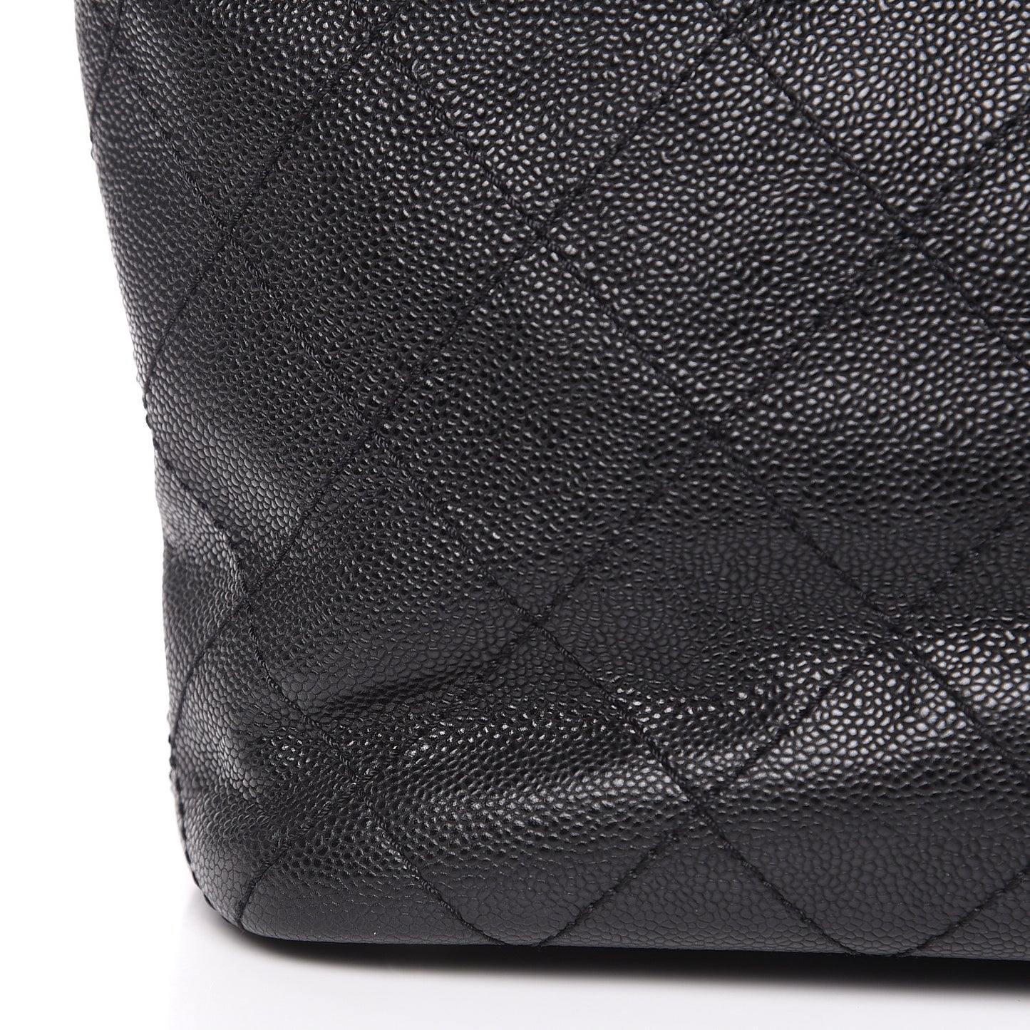 Grained Calfskin Large Shopping Fever Tote Black