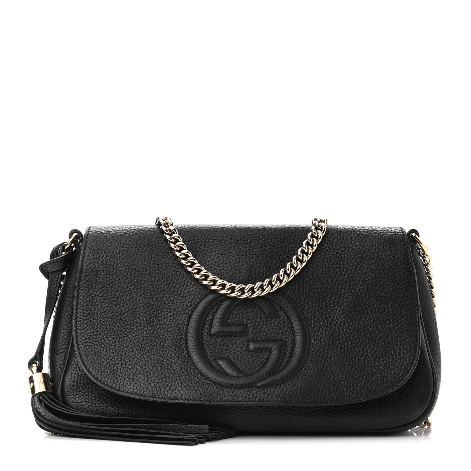 Gucci Pebbled Calfskin Medium Soho Flap Crossbody Black 1 of 12