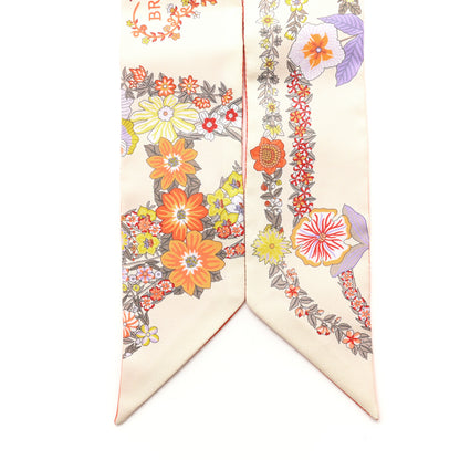 Hermes Silk Brides De Gala En Fleurs Twilly Vanille Orange Kaki 2 of 4