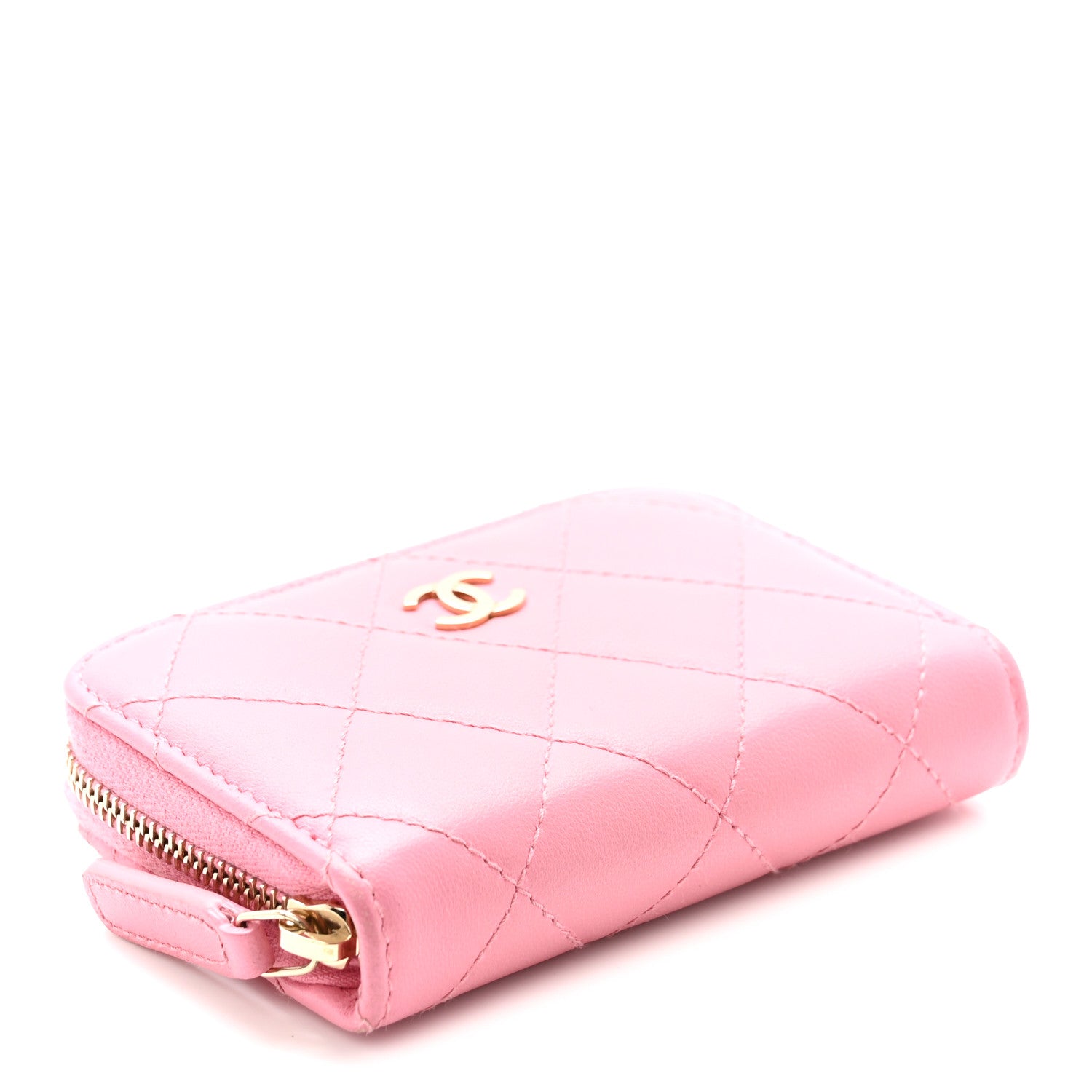 Chanel Lambskin Quilted Zip Coin Purse Pink 4 of 8
