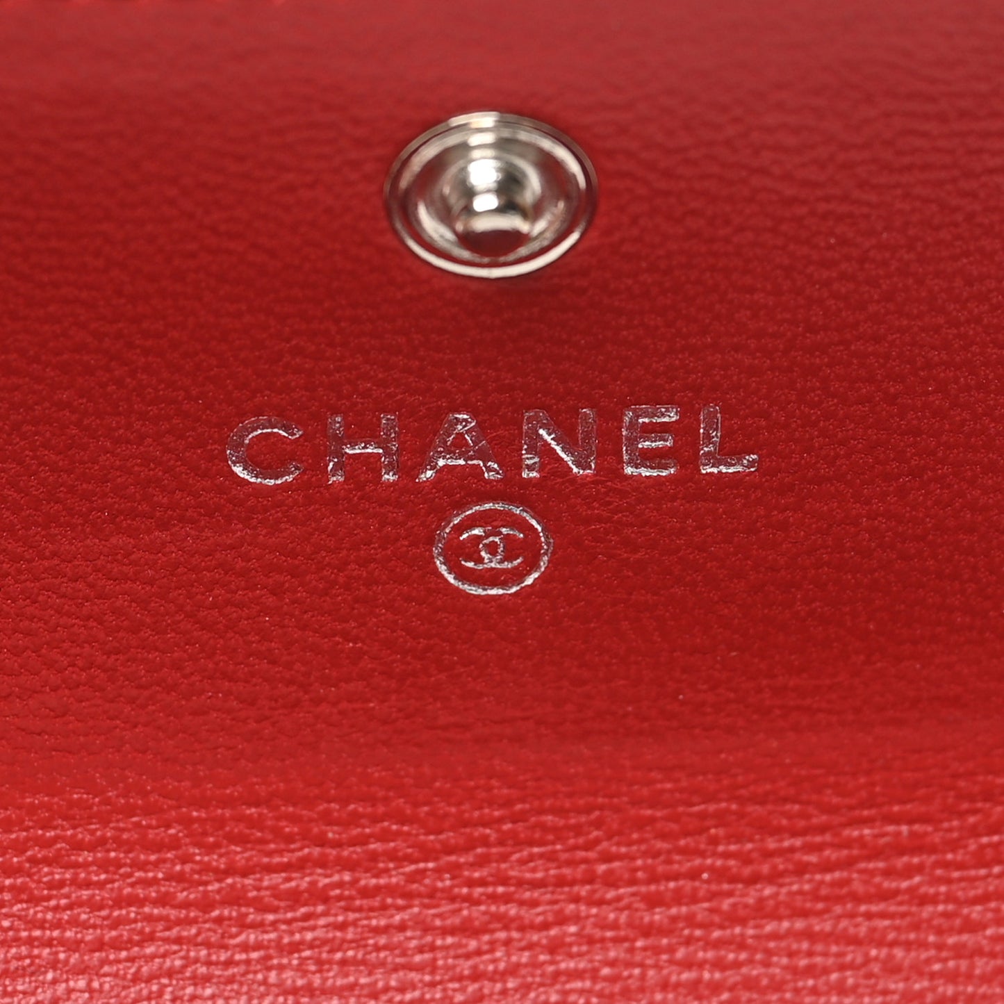 Lambskin Quilted Flap Card Holder Red