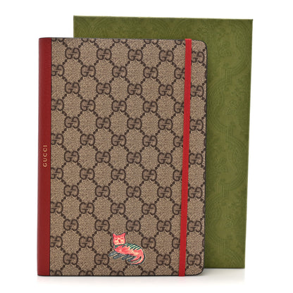 Gucci GG Supreme Monogram Pattern Red Cat Notebook Beige Multicolor New Acero 7 of 7