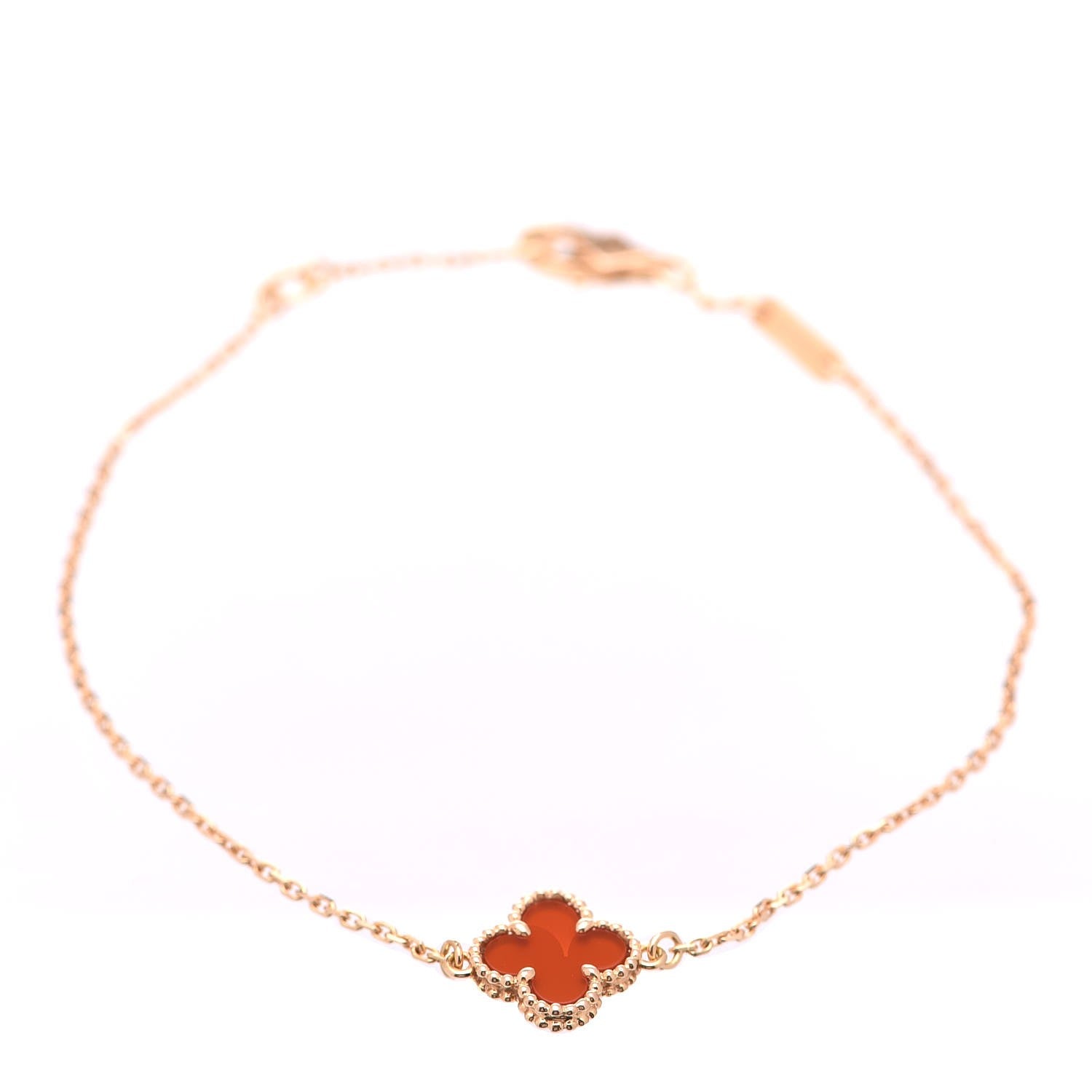 Van Cleef & Arpels 18K Rose Gold Carnelian Sweet Alhambra Bracelet 1 of 7