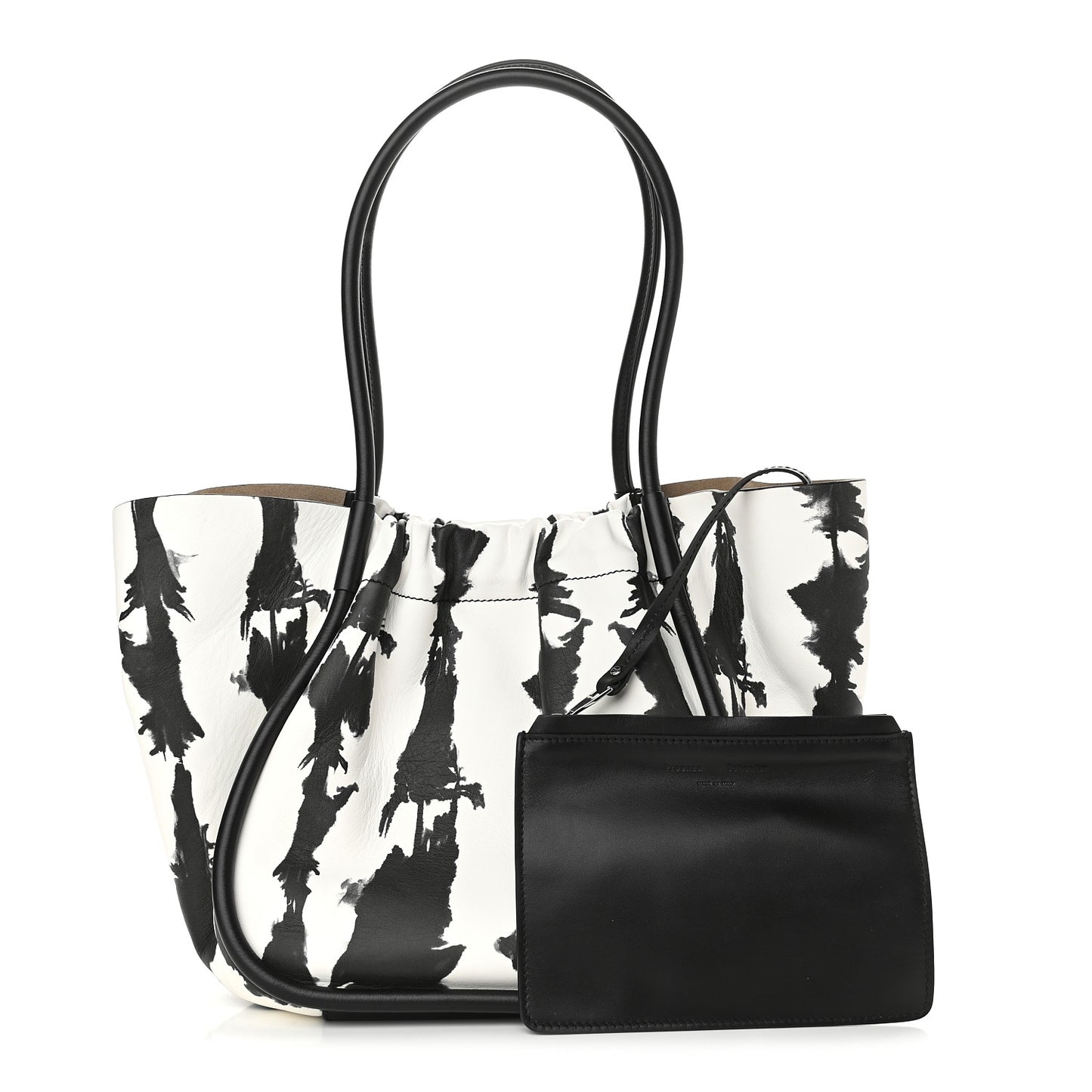 Lambskin Tie Dye XL Ruched Tote Optic White Black