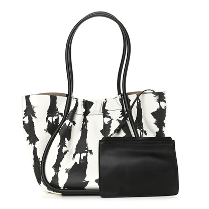 Proenza Schouler Lambskin Tie Dye XL Ruched Tote Optic White Black 1 of 9