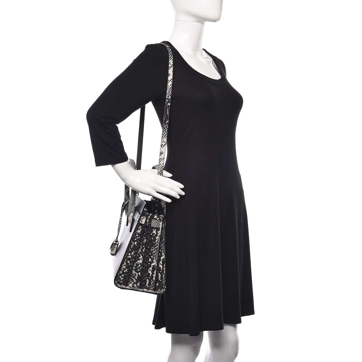 Grained Calfskin Embossed Python Small Sac De Jour Black
