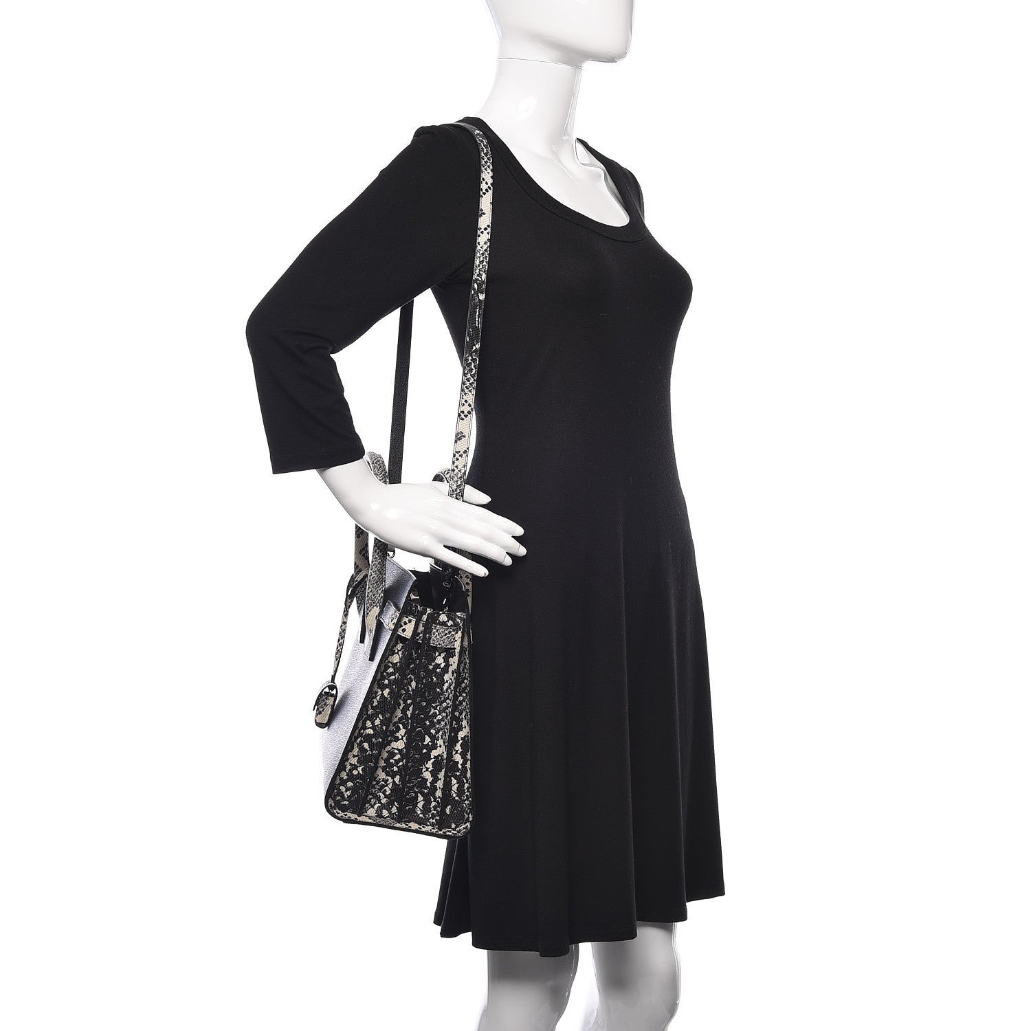 Saint Laurent Grained Calfskin Embossed Python Small Sac De Jour Black 2 of 10
