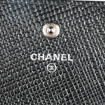 Chanel Glittered Calfskin Quilted Long Flap Wallet Black 6 of 8