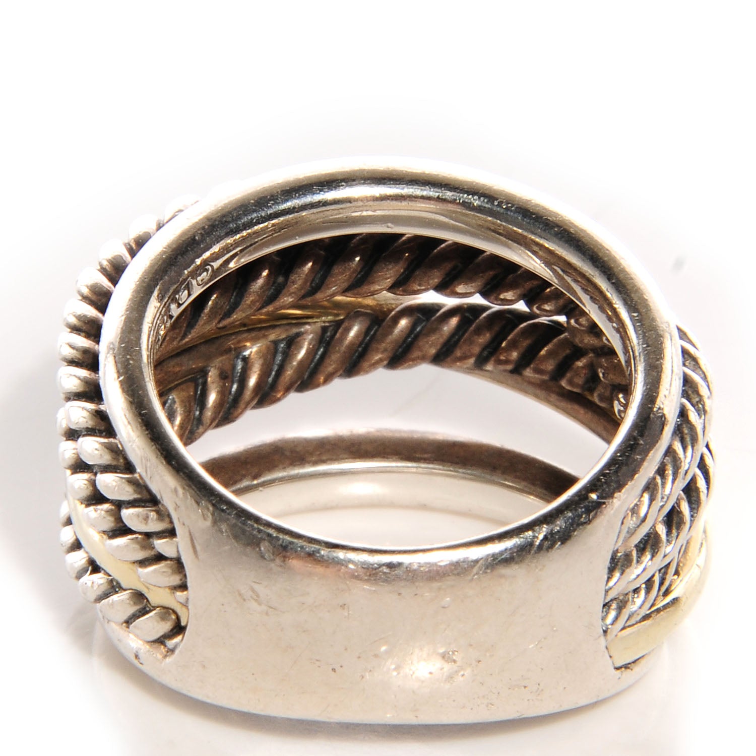 David Yurman Sterling Silver 14k Gold Narrow Crossover Ring 6 4 of 5