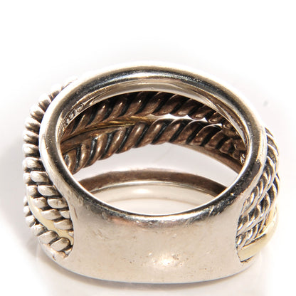 David Yurman Sterling Silver 14k Gold Narrow Crossover Ring 6 4 of 5