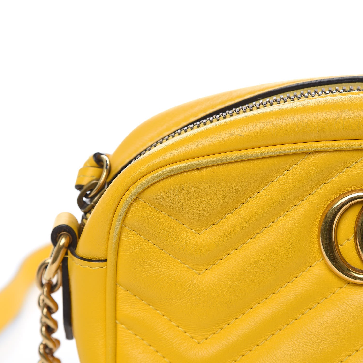 Gucci Calfskin Matelasse Mini GG Marmont Chain Shoulder Bag Stone Topaz 12 of 15