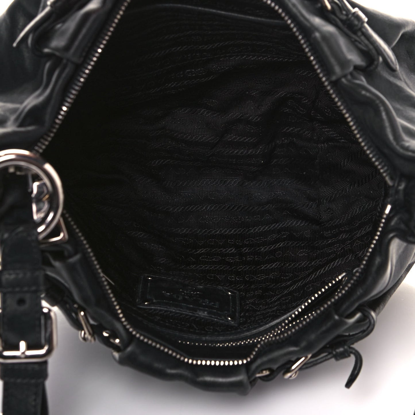 Soft Calfskin Pleated Hobo Black