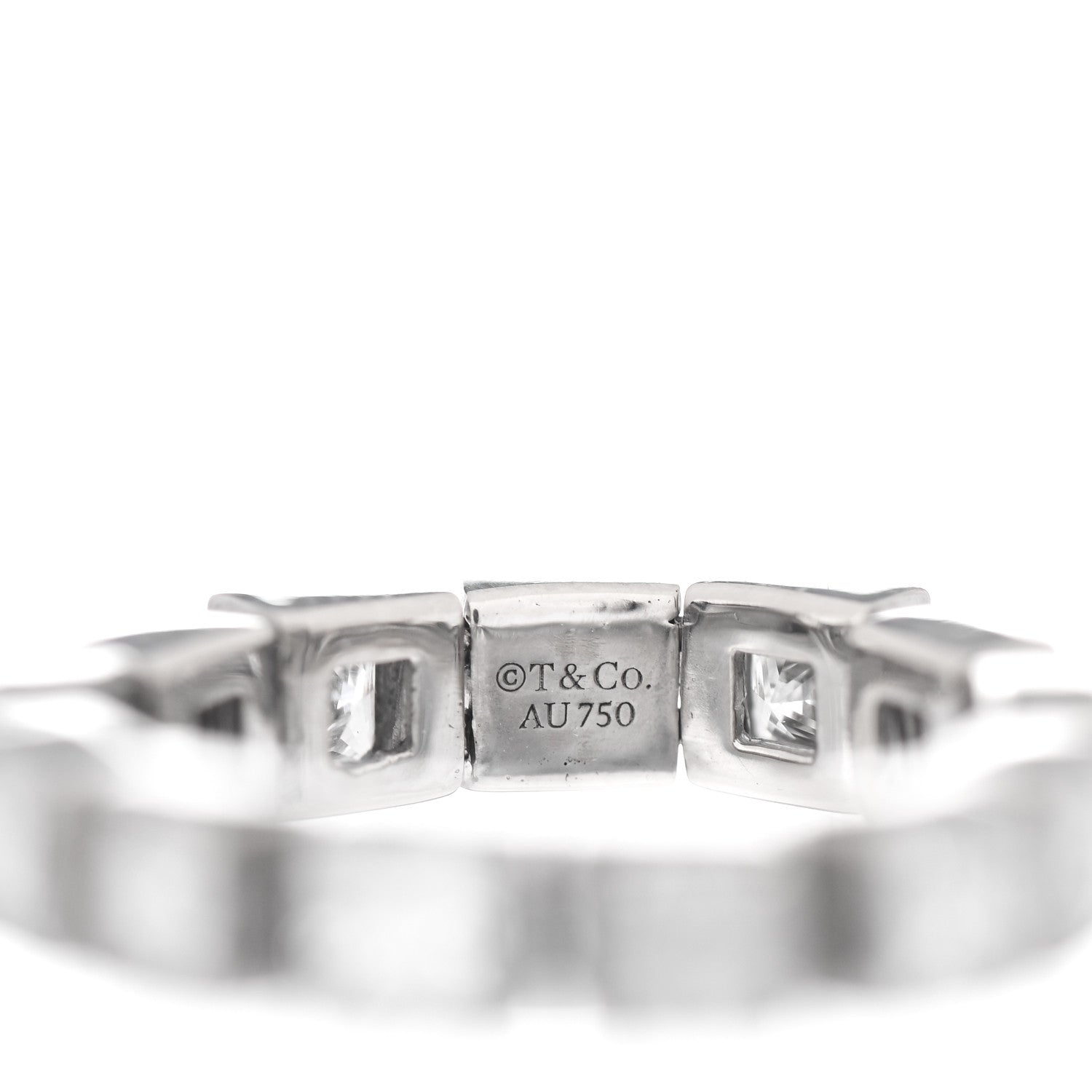 Tiffany 18K White Gold Diamond T Line Band Ring 52 6 4 of 4