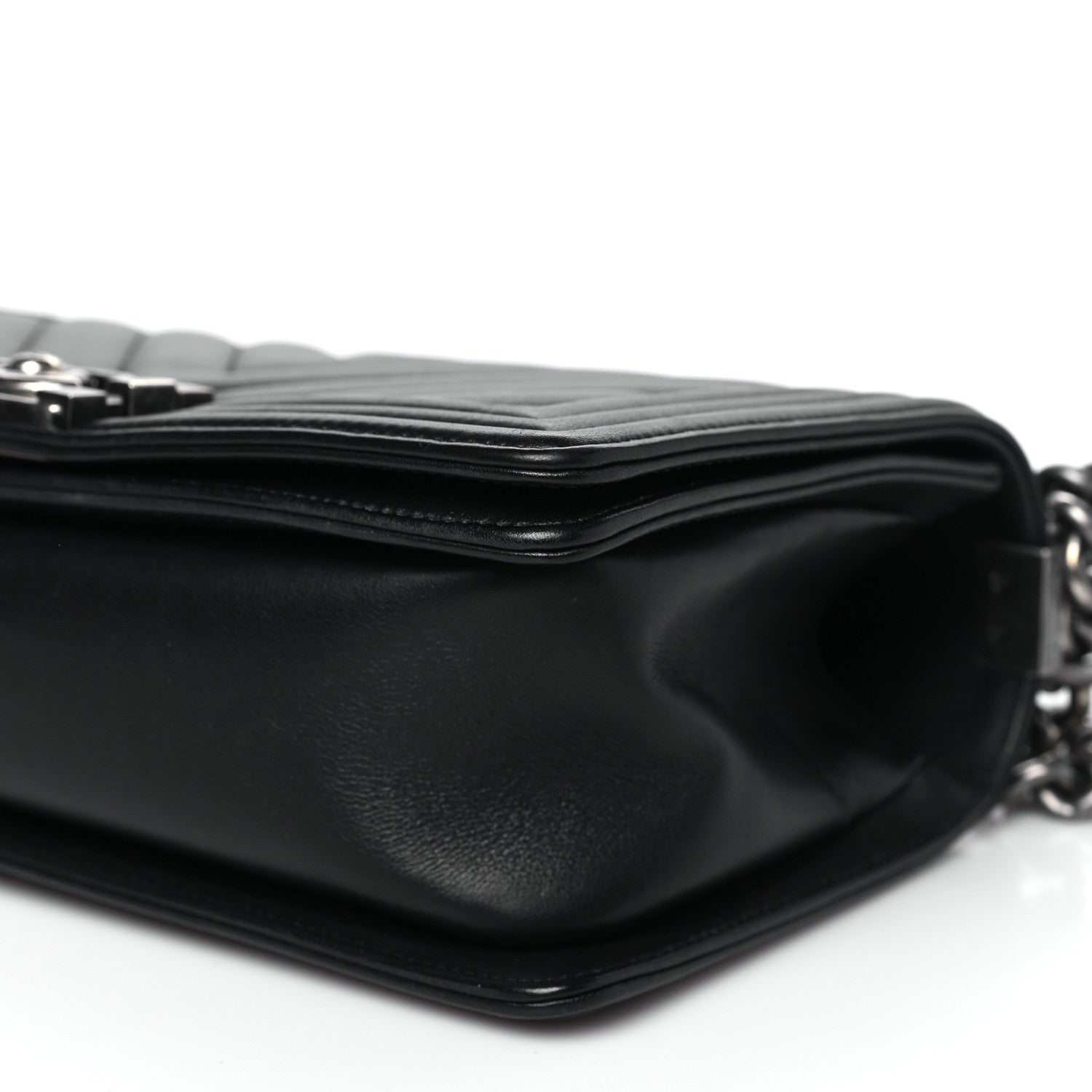 Chanel Calfskin Chevron Quilted Medium Boy Flap Black 10 of 11