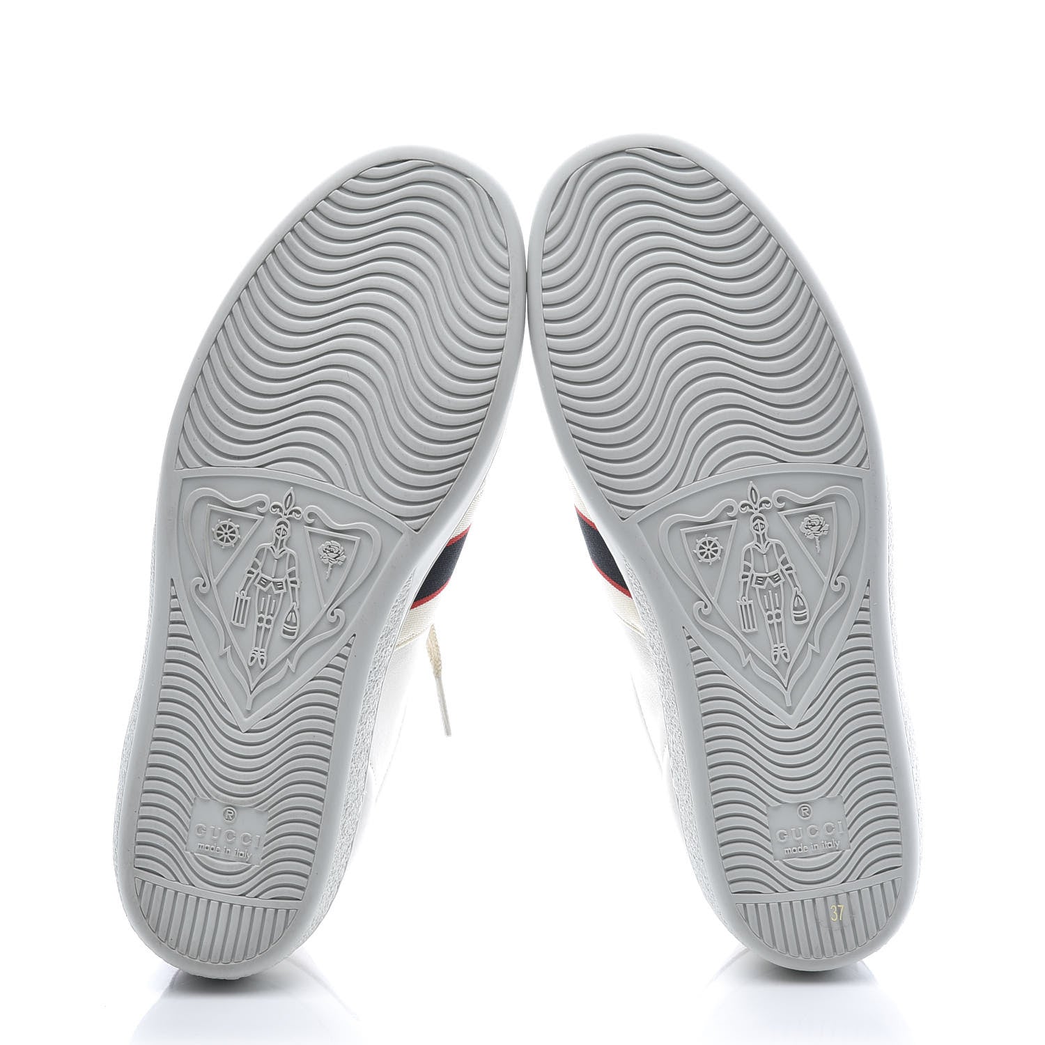 Gucci Calfskin Stripe Womens New Ace Sneakers 37 New Mystic White Ecru Red Flame 5 of 10