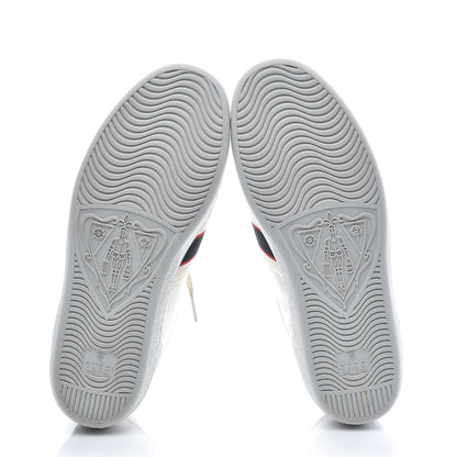Gucci Calfskin Stripe Womens New Ace Sneakers 37 New Mystic White Ecru Red Flame 5 of 10