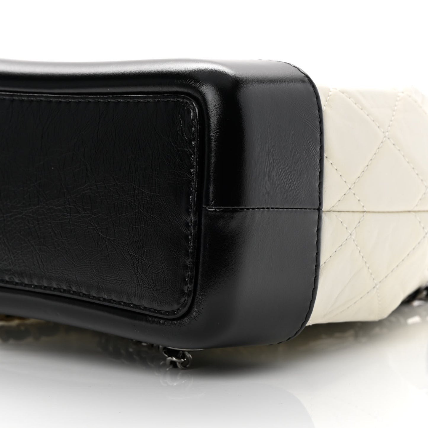 Aged Calfskin Quilted Small Gabrielle Backpack Black White