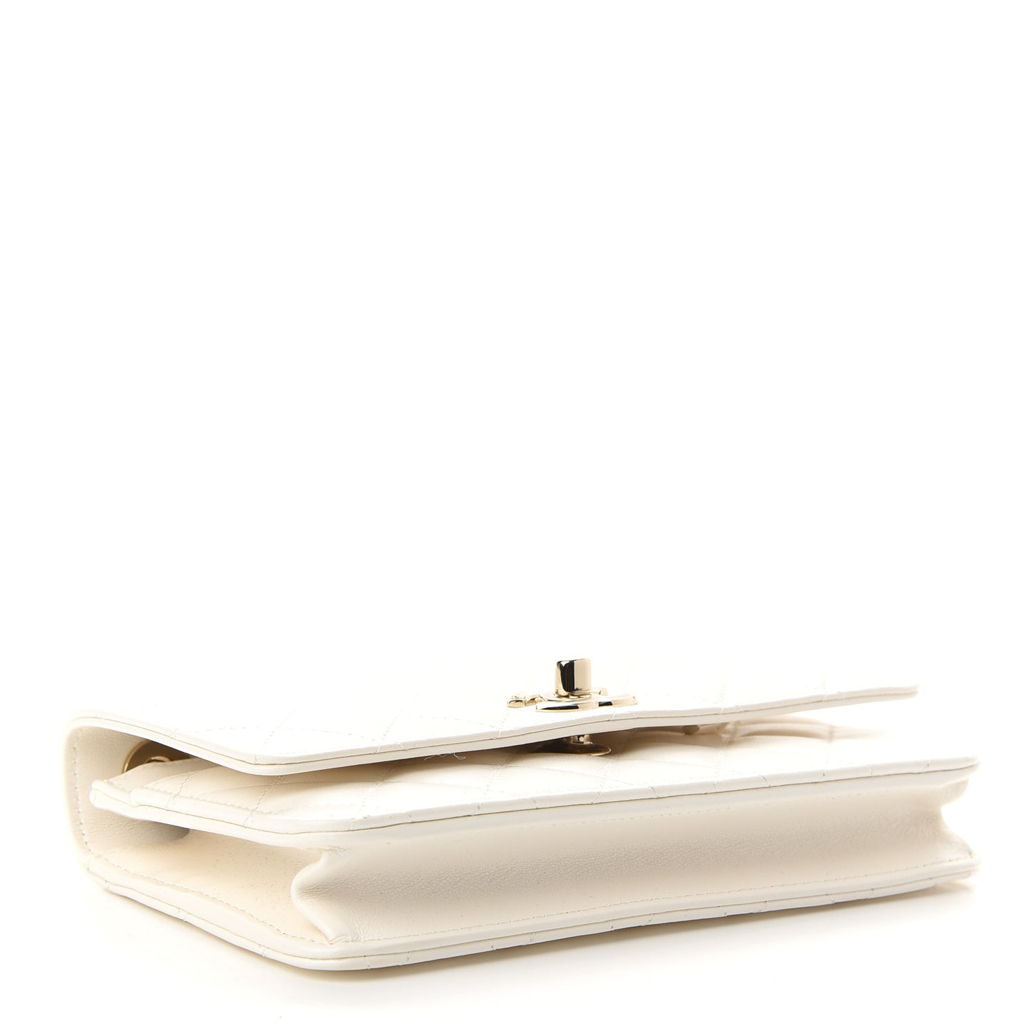 Lambskin Quilted Trendy CC Wallet On Chain WOC White