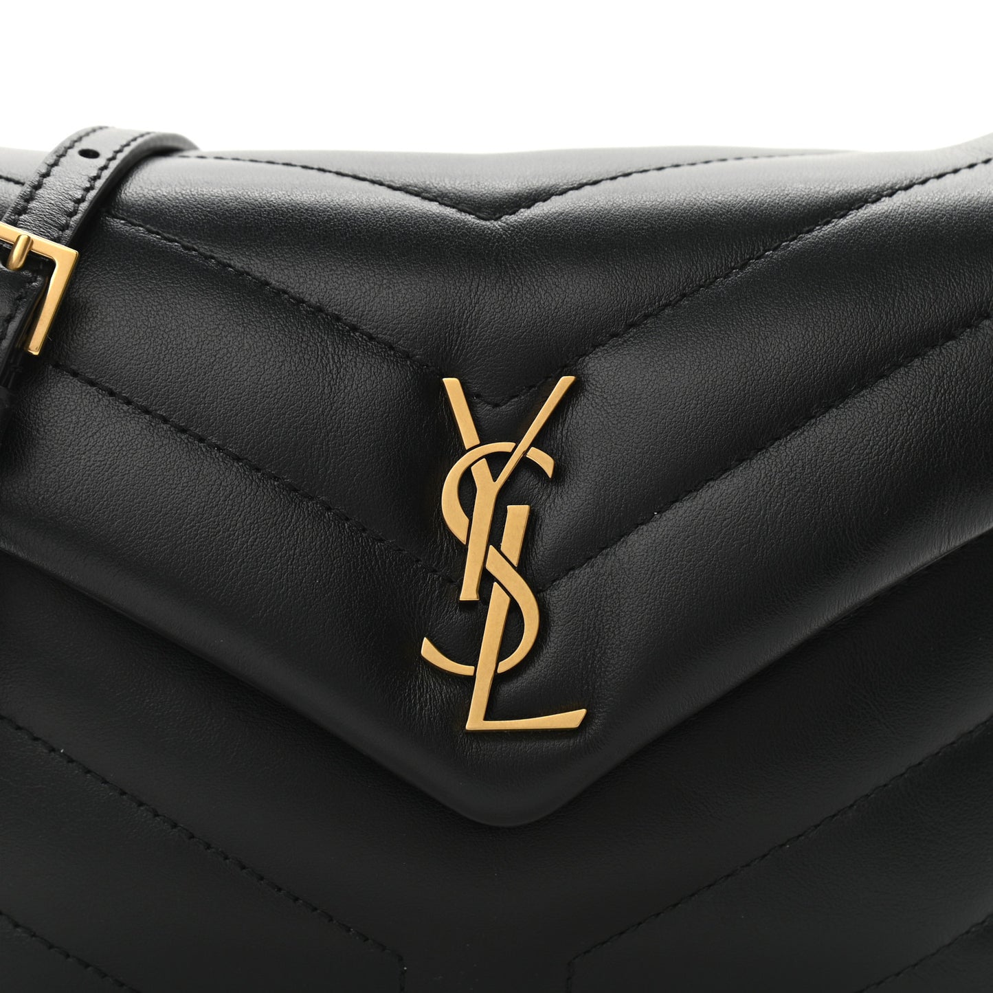 Calfskin Y Quilted Monogram Toy Loulou Crossbody Bag Black