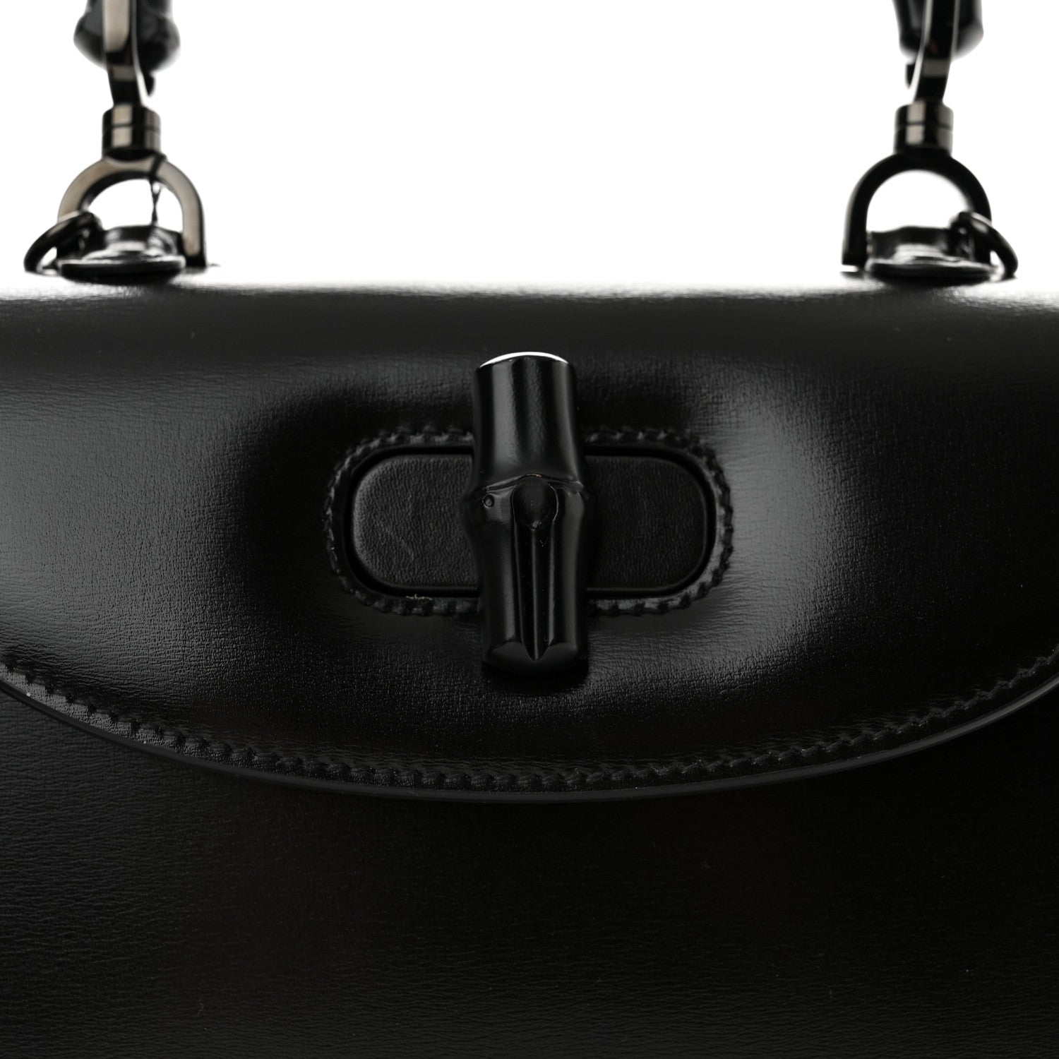 Gucci Boarded Dyana Lux Calfskin Web Monochrome Small Bamboo 1947 Top Handle Bag Black 9 of 12