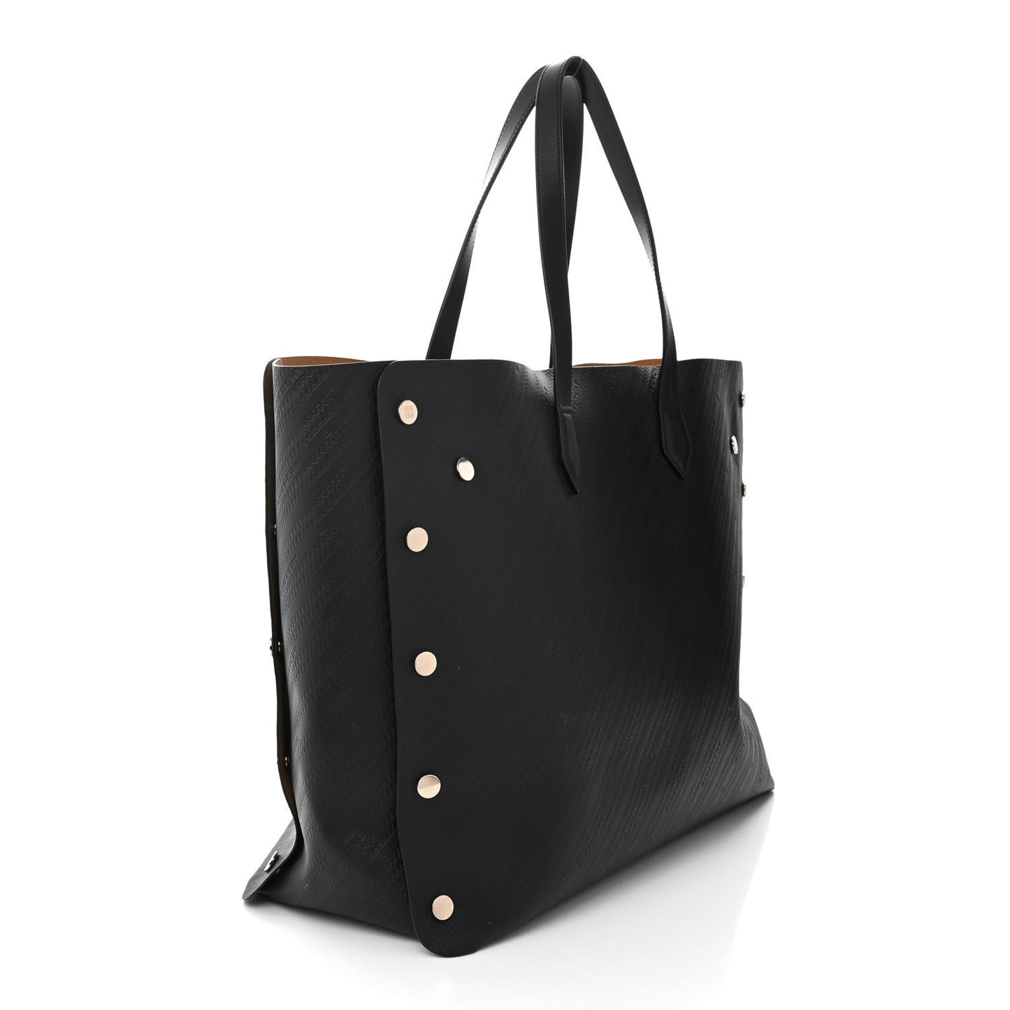 Calfskin Chain Embossed Large Bond Shopper Tote Black
