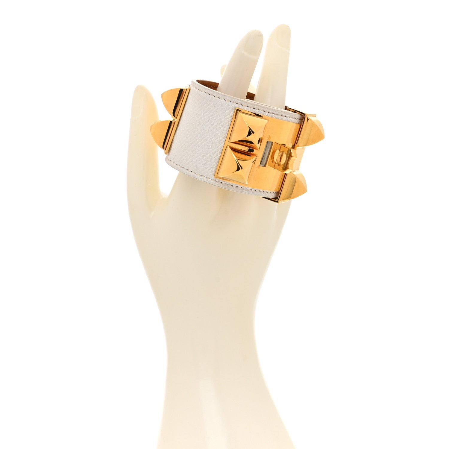 Hermes Epsom Collier De Chien CDC Bracelet S White 2 of 7